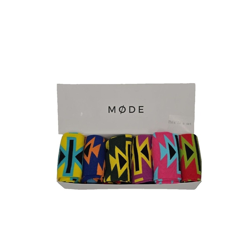 MODE 6 Pair Southwestern Aztec Tribal Unisex Crew Socks Graphic Stretch Gift Set